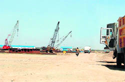 Constrcution work in progress at the Rajpura thermal power project on village Nalash, Rajpura