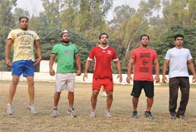 The Indian kabaddi team probables at the fitness camp in Bathinda