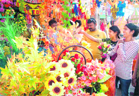 Decoration pieces on sale at a shop on Dhanteras in Haridwar on Monday