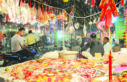 A view of the Nehru Place market that has been decorated for Diwali in Karnal.