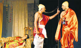 Actors stage a play Lehron Ke Rajhans in Jalandhar on Sunday.