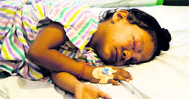 Four-year-old Gaganpreet, who sustained serious eye injuries, recuperates at the PGI on Thursday.