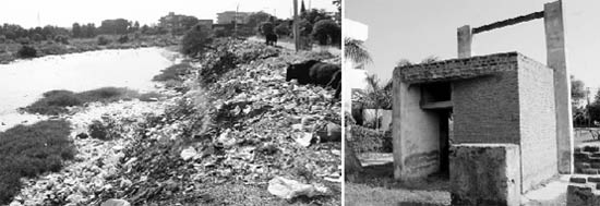 Garbage dumped along a road in Sector 70, Mohali. (Right)A number of projects have been started in the town, but only a few of them have seen the light of the day.