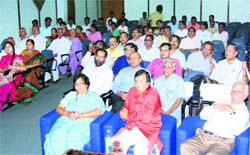 Audience at a seminar on oriental studies organised by the Haryana Sanskrit Akademi at the Panorama and Science Centre in Kurukshetra