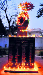 A view of Deep Utsav at the Rezang La War Memorial in Rewari
