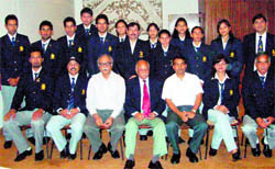 The Indian team for the korfball championship to be held at Shaoxing, China, being given a sendoff