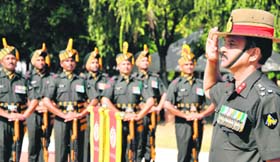 Brig Pankaj Saxena, the officiating General Officer Commanding of Tiger Division, at the Tiger War Memorial Service in Jammu on Thursday