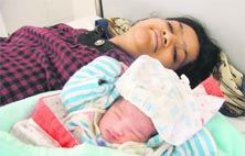 Shilpa with her newborn son. Photos: Inderjeet Verma