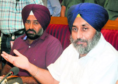 Punjab Deputy CM Sukhbir Singh Badal and Pargat Singh, Director, Sports, interacting with mediapersons on the 2nd Kabaddi World Cup on Thursday.