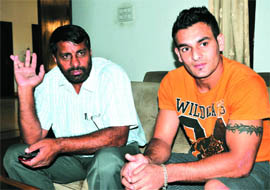 Kabaddi player Yadvinder Singh with team India coach Harpreet Singh Baba. 