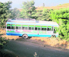The bus that met with an accident on the way to Morni on Friday. 