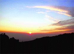 A majestic view of the sunset in McLeodganj