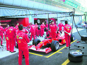 An F1 tyre is built to last just one race distance, a little over 300 km