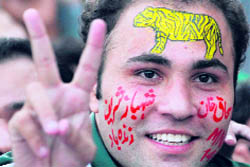 A supporter of PML-N at a rally in Lahore.