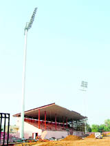 Final touches being given to Guru Nanak Stadium in Amritsar.