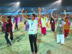Rehearsal for the opening ceremony in full swing at the stadium on Sunday evening