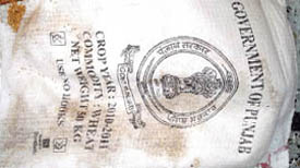 A bag in which the wheat was supplied under the scheme.