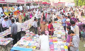 Residents check out books at the 20th Mela Gadri Babeyan Da at the Desh Bhagat Yadgaar Hall in Jalandhar