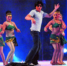 Bollywood actor Shah Rukh Khan performing at the multi-purpose sports stadium at the inaugural ceremony of the Kabaddi World Cup on Tuesday evening