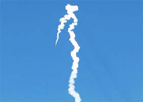 The missiles plume after its launch near Israels Palmachim military base