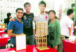 The team of PEC University along with their earthquake-resistant tower in international earthquake competition at Taiwan.
