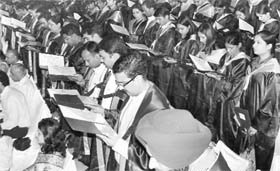 Students with their degrees during the 25th convocation of Thapar University at Patiala on Thursday.