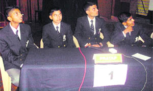Cadets participate in the RIMC quiz competition in Dehradun on Thursday. 