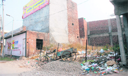 Heaps of garbage at a plot in Ekta Vihar of Ward No. 1, Baltana.