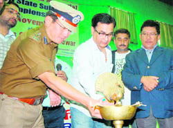 Sanjay Gunjiyal, DIG (Garhwal Range), inaugurates a badminton championship in Haridwar on Friday. 