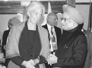 Prime Minister Manmohan Singh with International Monetary Fund chief Cristine Lagarde at the Cannes summit this week