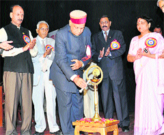 Chief Minister PK Dhumal at the silver jubilee function of GC Negi College of Veterinary and Animal Sciences at CSK Palampur Agriculture University on Friday