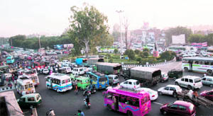 A traffic jam at Bikram Chowk ahead of Eid-ul-Azha in Jammu. 