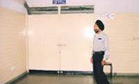 The closed doors of ward no. 2 at the ESIC Model Hospital in Ludhiana. The doors were closed to prevent the entry of mediapersons. 