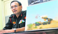 Col MS Mahar,Director, Recruitment, addresses a press conference in Ludhiana