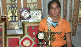 Veerpal Kaur, who has been tested negative in dope test, at her home in Faridkot.