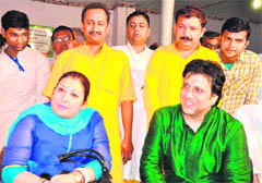Cine star Govinda and his wife Sunita in Haridwar