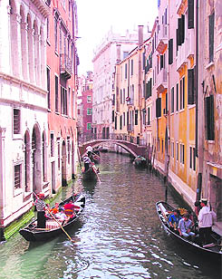 A gondola ride in Venice, Italy