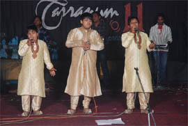 Singing trio Ali Brothers perform at the annual fest Tarannum of the Giani Zail Singh College of Engineering and Technology.