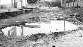 A road in a bad shape at Sector 17 of Panchkula.