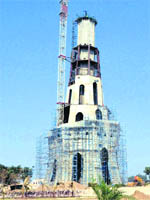 The octagonal tower, slated to be 100 metres high, at Chappar Chidi, near Mohali.