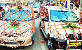 With the marriage season resuming after five months, decked up cars are a common sight in Rohtak these days.