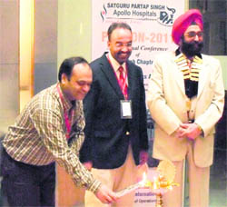 Orthopaedicians inaugurate the annual conference in Ludhiana on Sunday.