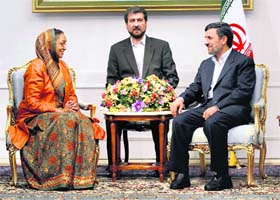 Lok Sabha Speaker Meira Kumar calls on President of Iran Mahmoud Ahmadinejad in Tehran on Saturday
