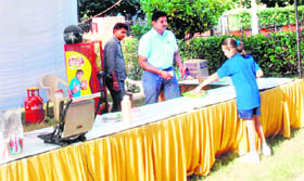 An illegal stall at Table Tennis Hall, Sector 23, Chandigarh, on Monday. 