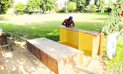 Private carpenters had encroached upon the corner of a park opposite house number 410, Sector 30-A, Chandigarh. (Right) Encroachments were removed after the issue was highlighted in these columns.