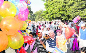 A festive look at the Jama Masjid in Sector 20 of Chandigarh on Monday.