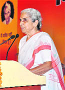 Gujarat Governor Kamla Beniwal in Haridwar on Monday. 