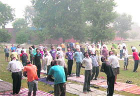Jail inmates perform yoga on the concluding day of the two-month-long yoga camp organised at the district jail in Sonepat. 