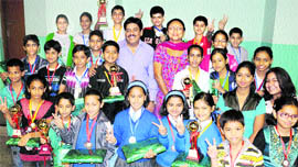 Winners strike a pose with their trophies in Chandigarh on Tuesday.