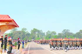 Lt-Gen K Surendra Nath, GOC-in-C, Army Training Command, takes the salute of a parade on the occasion of the 209th Group Day and 52nd Reunion of the Bengal Sappers at Roorkee on Tuesday